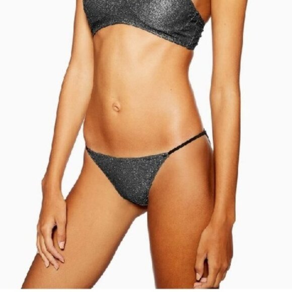 TOPSHOP Metallic Tanga Bikini Bottoms - Picture 1 of 7